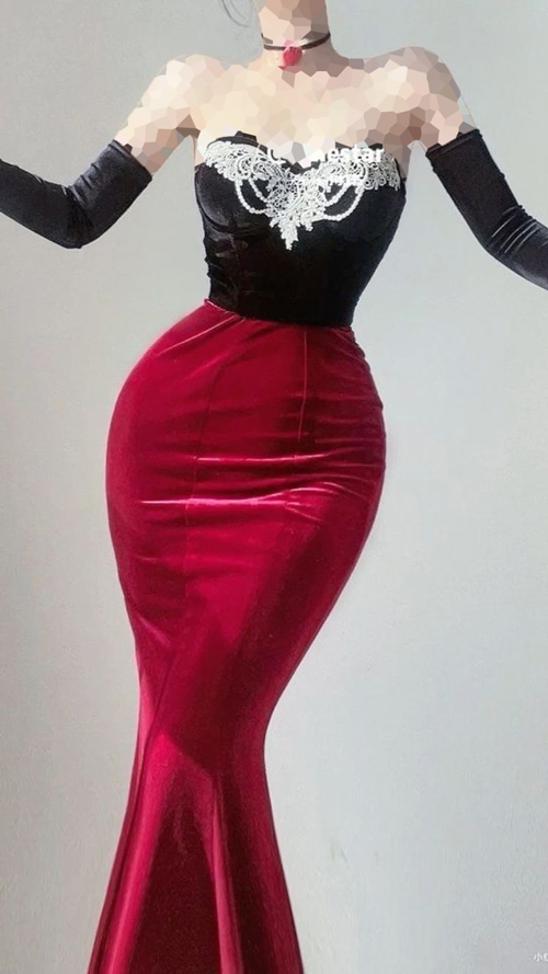 مدل لباس مجلسی مشکی و قرمز با پنل
