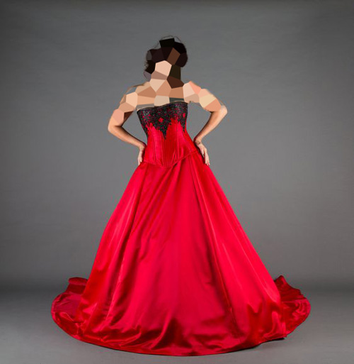 مدل لباس مجلسی با پارچه ژاکارد مشکی و قرمز