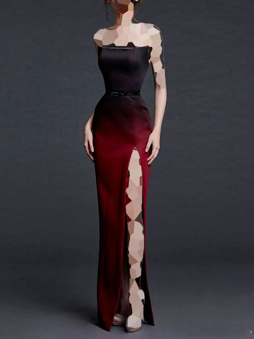 مدل لباس مجلسی قرمز با گیپور مشکی
