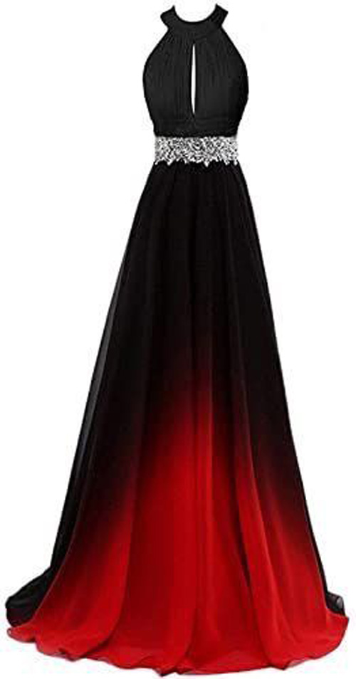 مدل لباس مجلسی مشکی و قرمز کلوش