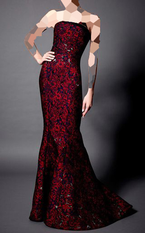 مدل لباس مجلسی بلند قرمز مشکی
