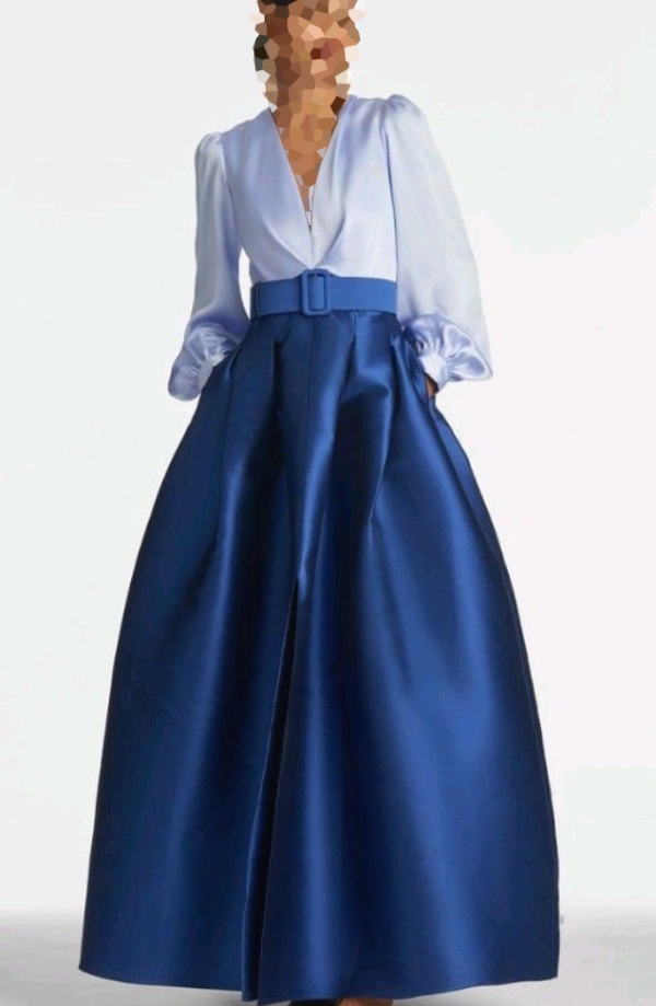 مدل لباس با دامن چین دار ساتن زیبا