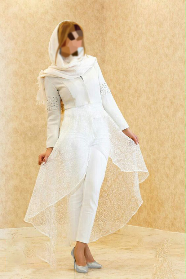 مدل یقه لباس عروس لمه پوشیده