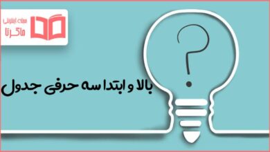 بالا و ابتدا سه حرفی جدول
