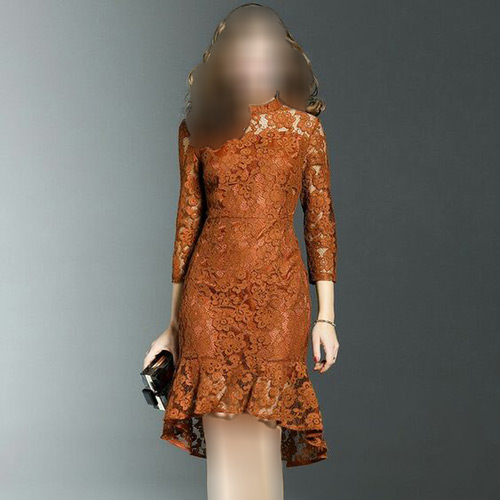 مدل لباس مجلسی استین بلند با دانتل
