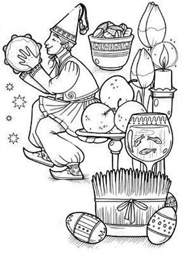 نقاشی سفره هفت سین کودکانه ساده