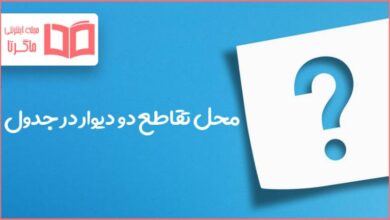 محل تقاطع دو دیوار در جدول