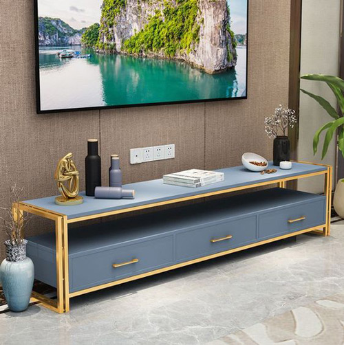 مدل میز تلویزیون آبی طلایی
