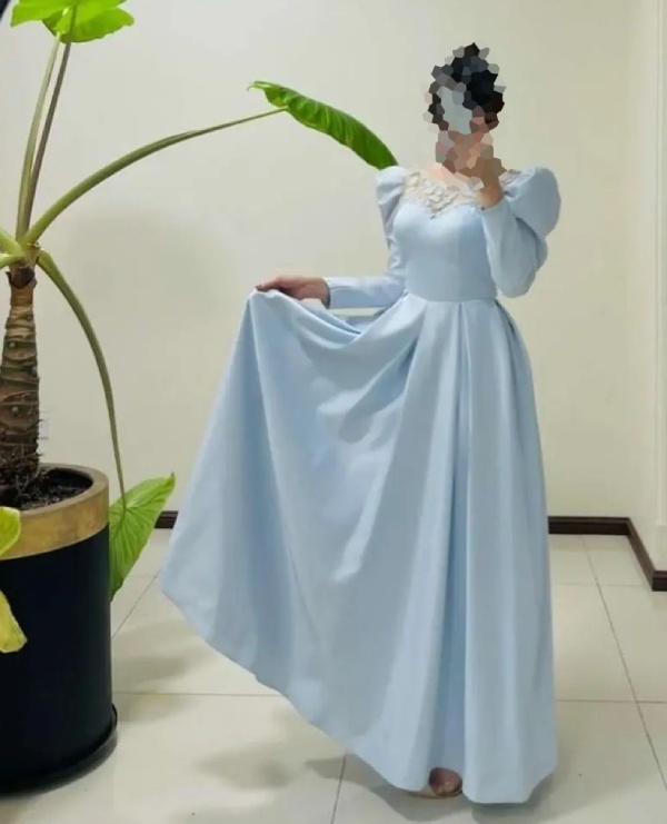 لباس مجلسی پوشیده آبی کاربنی
