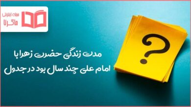 مدت زندگی حضرت زهرا با امام علی چند سال بود در جدول
