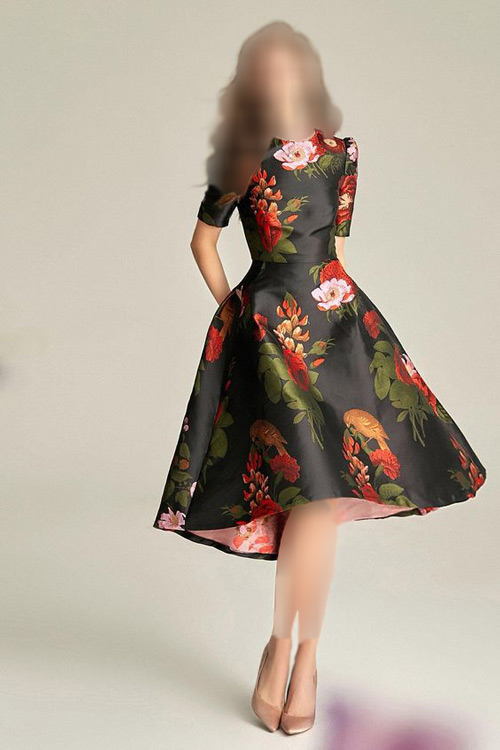 مدل لباس مجلسی بلند با پارچه ژاکارد
