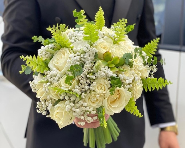 دسته گل عروس سفید مصنوعی