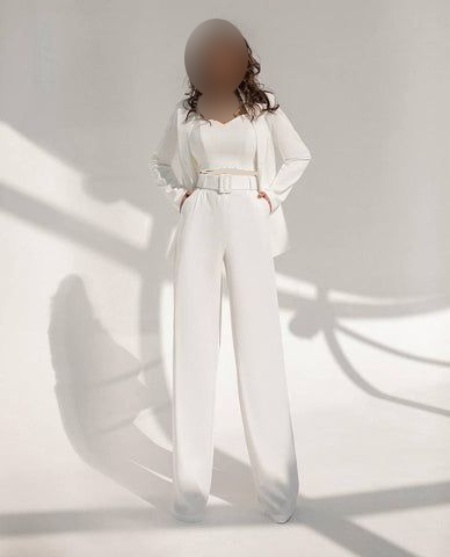 استایل سفید با کت و شلوار بلند