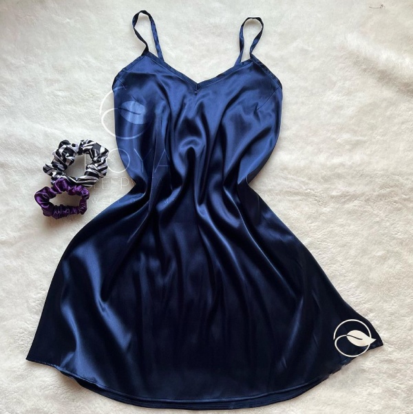 لباس خواب آبی ساتن