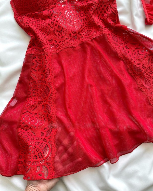 لباس خواب قرمز جذاب گیپوری