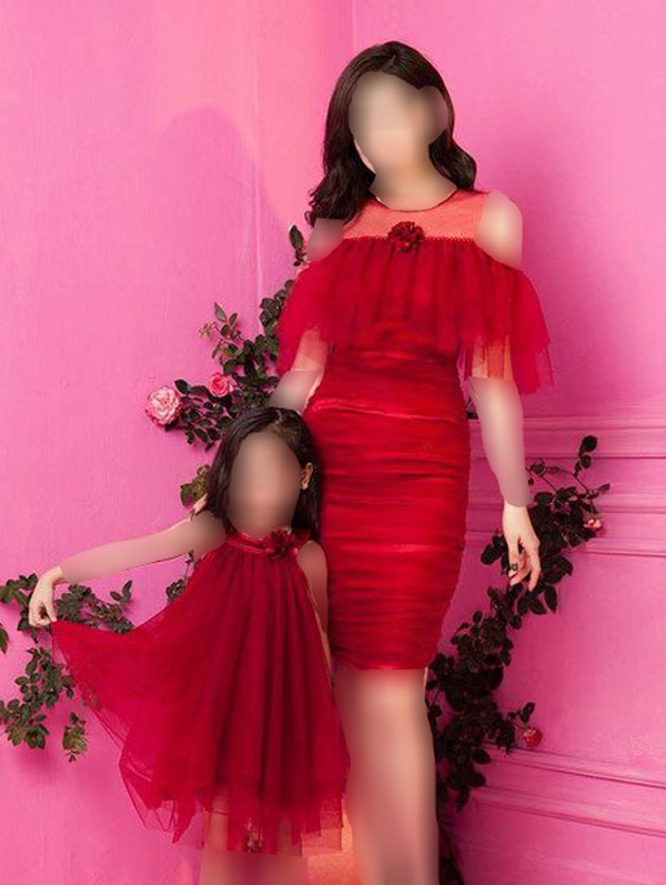 ست لباس مجلسی مادر و دختر رنگ قرمز
