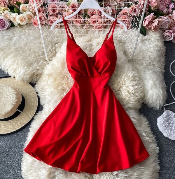 لباس خواب ساتن قرمز کوتاه
