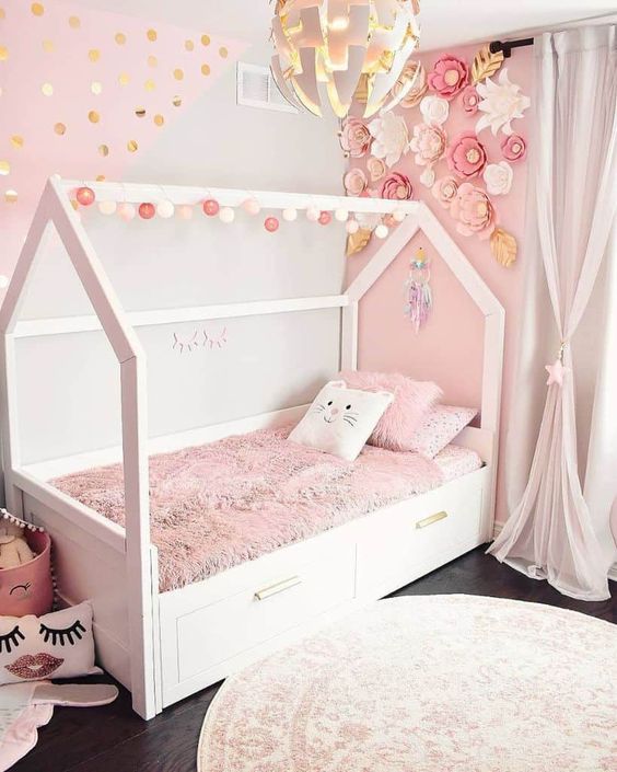اتاق خواب صورتی دخترانه کودکانه قشنگ