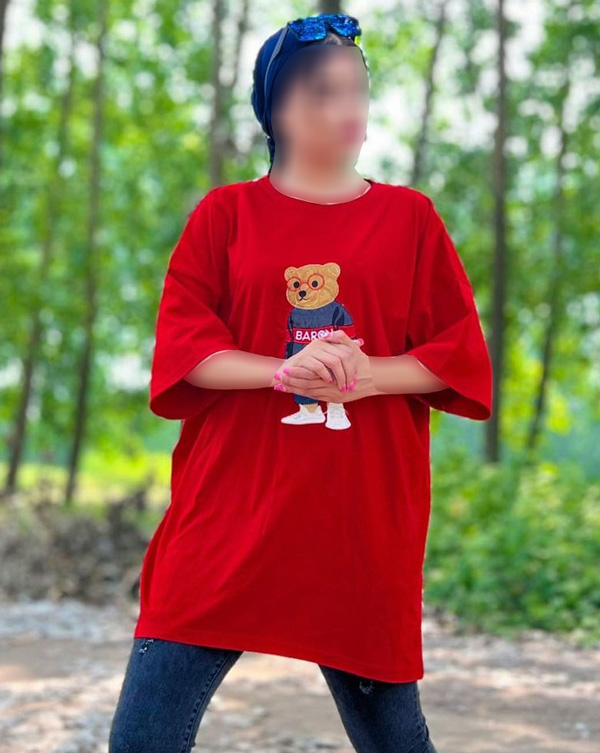 مدل تیشرت خرس تدی دخترانه قرمز
