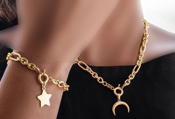 دستبند طلا هلال ماه و ستاره