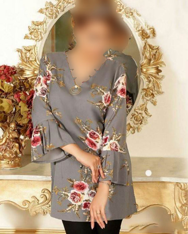 مدل شومیز بلند مجلسی گلدار ایرانی