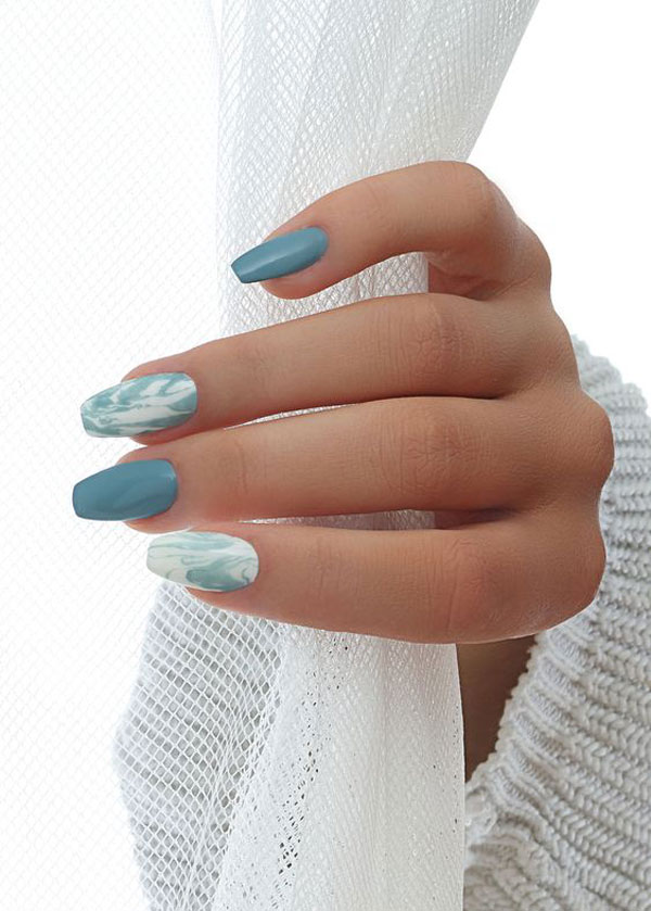 طرح ناخن ابی و صورتی پاستیلی