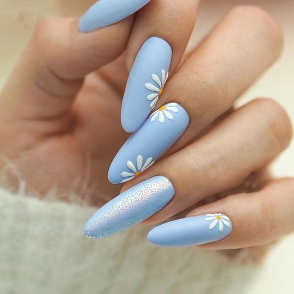 طرح ناخن ابی و صورتی پاستیلی
