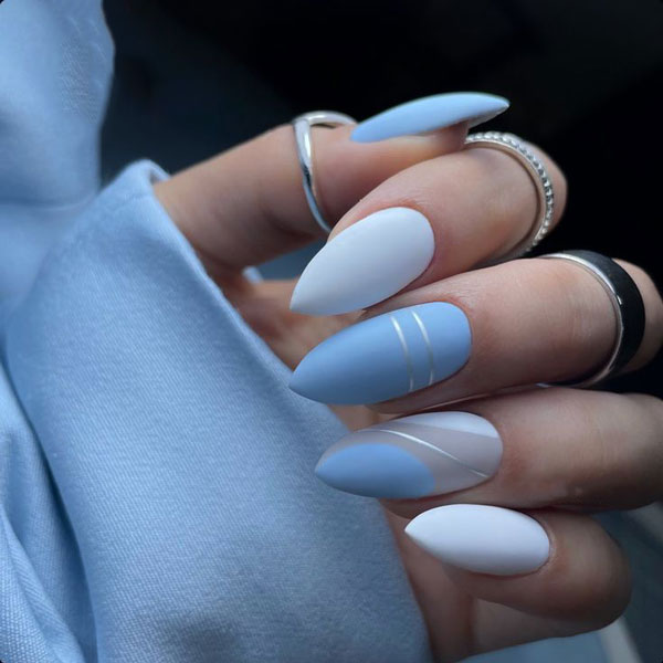 طرح ناخن ابی و صورتی پاستیلی