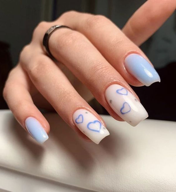 طرح ناخن ابی و صورتی پاستیلی