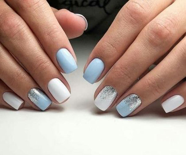 طرح ناخن ابی و صورتی پاستیلی