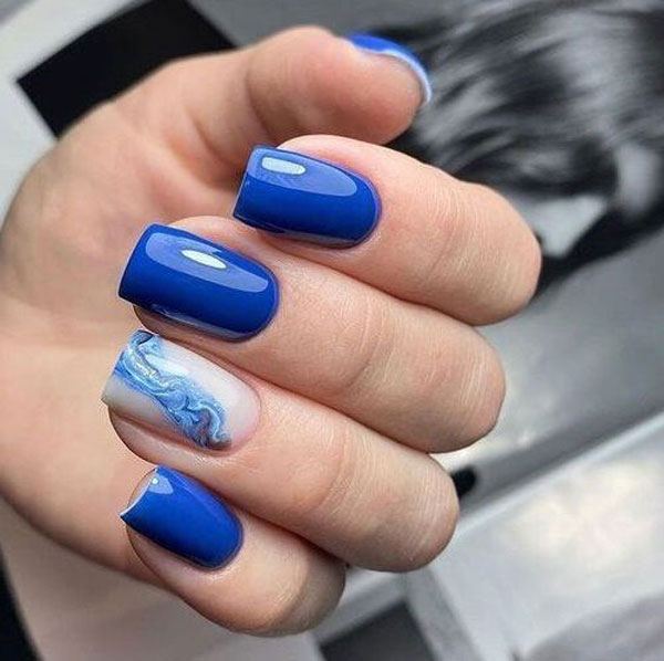 طرح ناخن ابی و صورتی پاستیلی