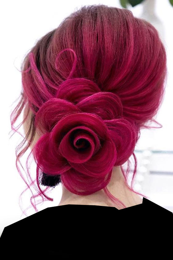 بافت موی گل رز با موی قرمز