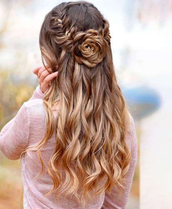 بافت موی گل رز با موی قهوه ای