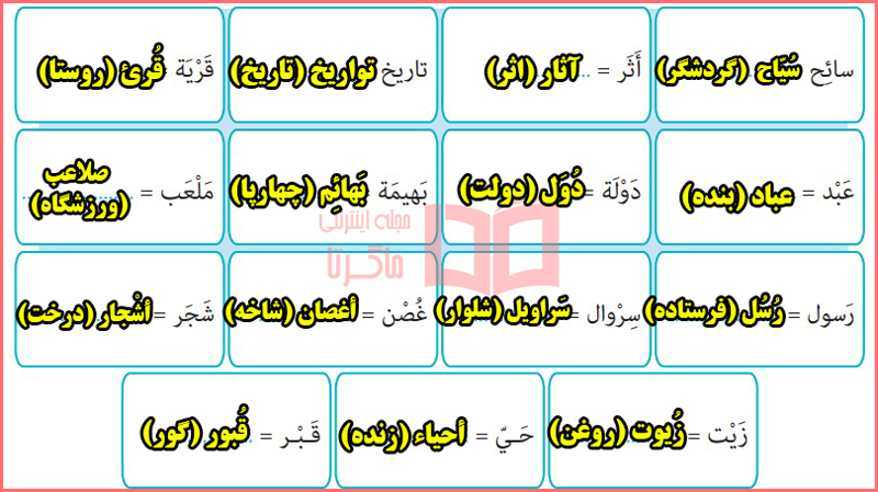 جواب تمرین هفتم صفحه ۴۶ درس ۳ عربی یازدهم