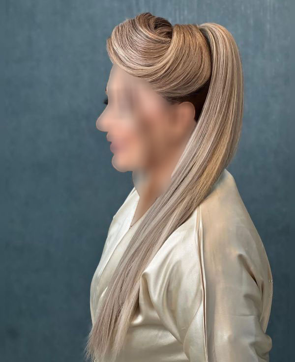 cream front ponytail hairstyle for women 1 - مدل مو دم اسبی جلو خامه ای دخترانه 1403 - 2024