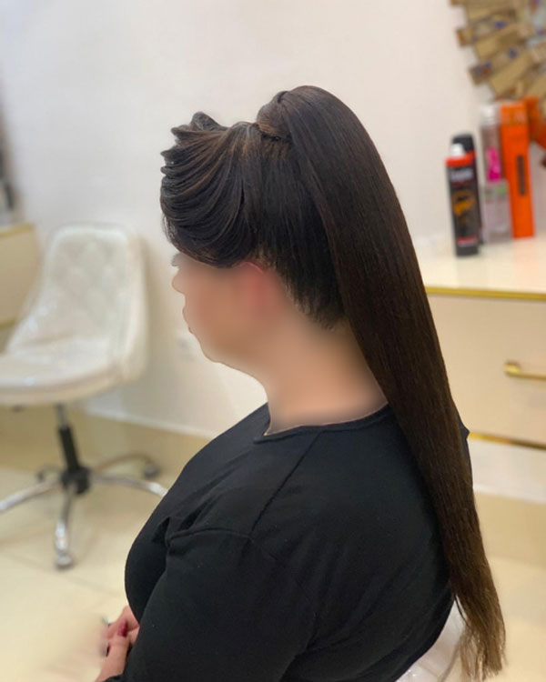 cream front ponytail hairstyle for women 10 - مدل مو دم اسبی جلو خامه ای دخترانه 1403 - 2024