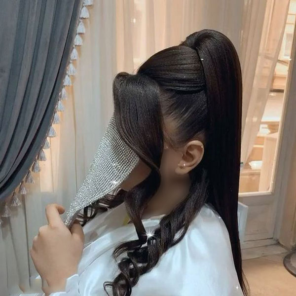 cream front ponytail hairstyle for women 11 - مدل مو دم اسبی جلو خامه ای دخترانه 1403 - 2024