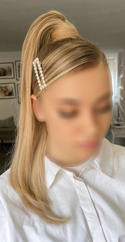 cream front ponytail hairstyle for women 18 531x1024 - مدل مو دم اسبی جلو خامه ای دخترانه 1403 - 2024