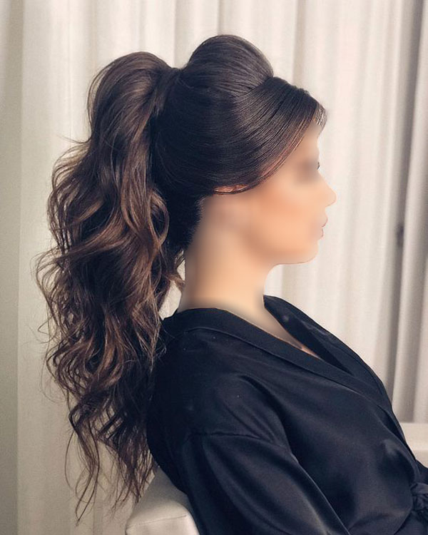 cream front ponytail hairstyle for women 7 - مدل مو دم اسبی جلو خامه ای دخترانه 1403 - 2024