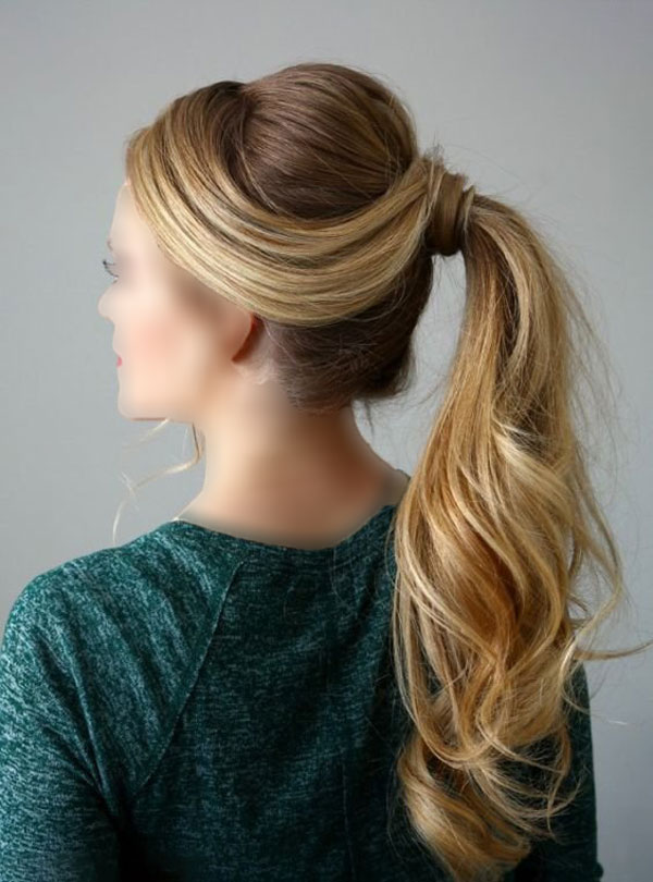 cream front ponytail hairstyle for women 9 - مدل مو دم اسبی جلو خامه ای دخترانه 1403 - 2024