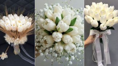 دسته گل عروس لاله سفید