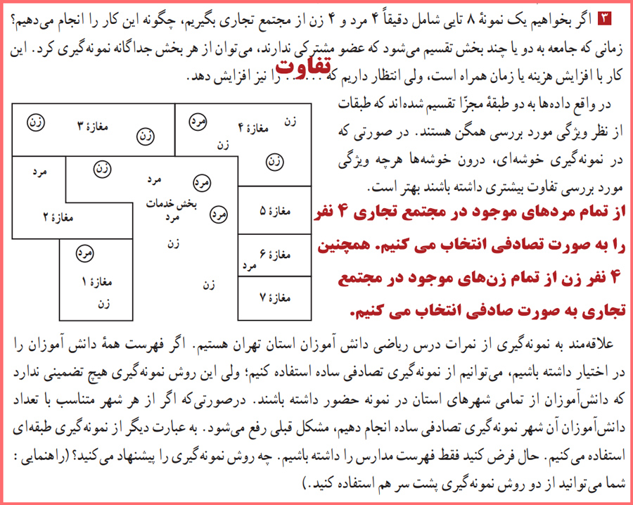 پاسخ سوالات فعالیت صفحه ۹۹ آمار و احتمال یازدهم