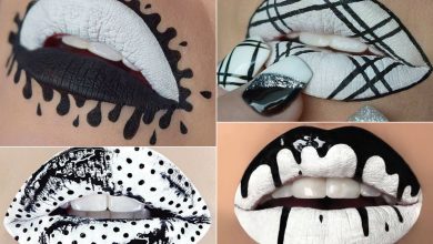 مدل آرایش لب سیاه و سفید
