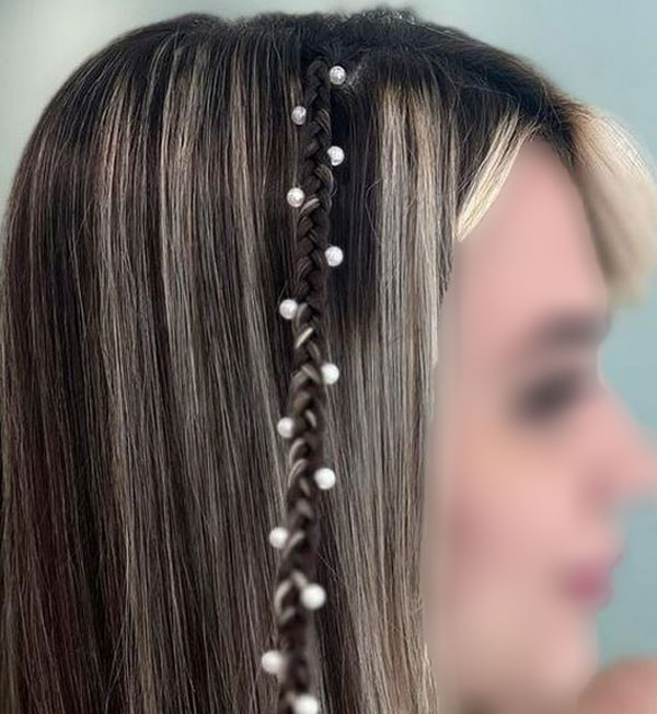 model of front hair weave with pearls 10 - مدل بافت مو با مروارید 1402 جدید +100 مدل