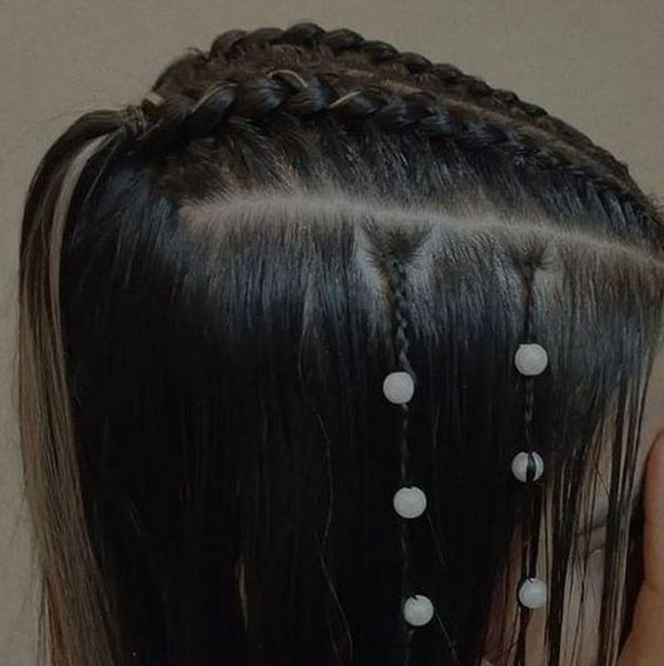 model of front hair weave with pearls 11 - مدل بافت مو با مروارید 1402 جدید +100 مدل