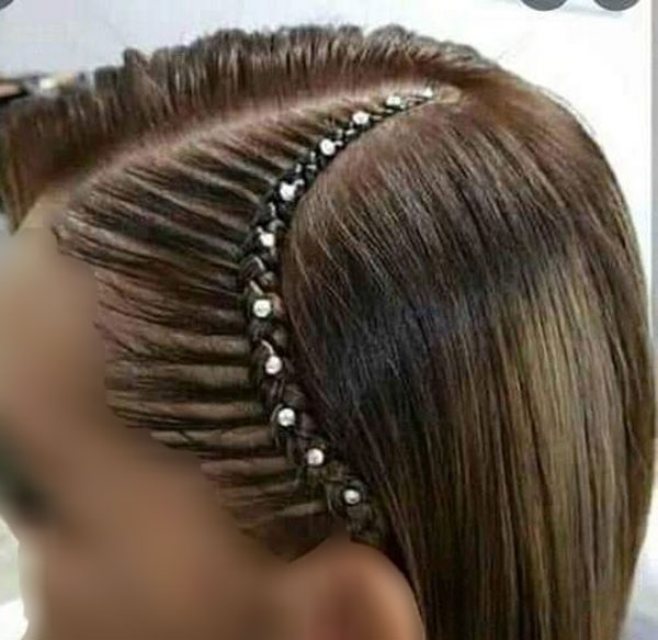 model of front hair weave with pearls 13 - مدل بافت مو با مروارید 1402 جدید +100 مدل
