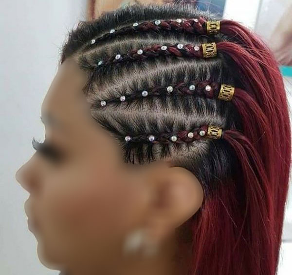 model of front hair weave with pearls 15 - مدل بافت مو با مروارید 1402 جدید +100 مدل