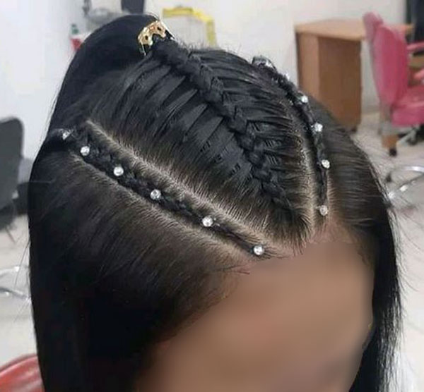 model of front hair weave with pearls 17 - مدل بافت مو با مروارید 1402 جدید +100 مدل