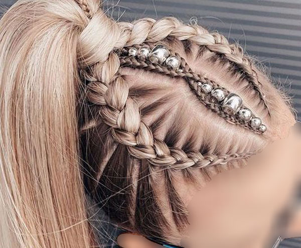model of front hair weave with pearls 18 - مدل بافت مو با مروارید 1402 جدید +100 مدل