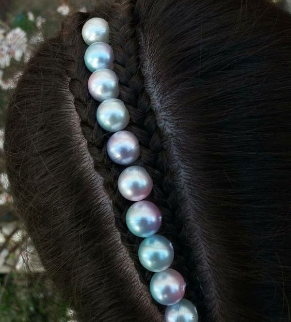model of front hair weave with pearls 21 - مدل بافت مو با مروارید 1402 جدید +100 مدل